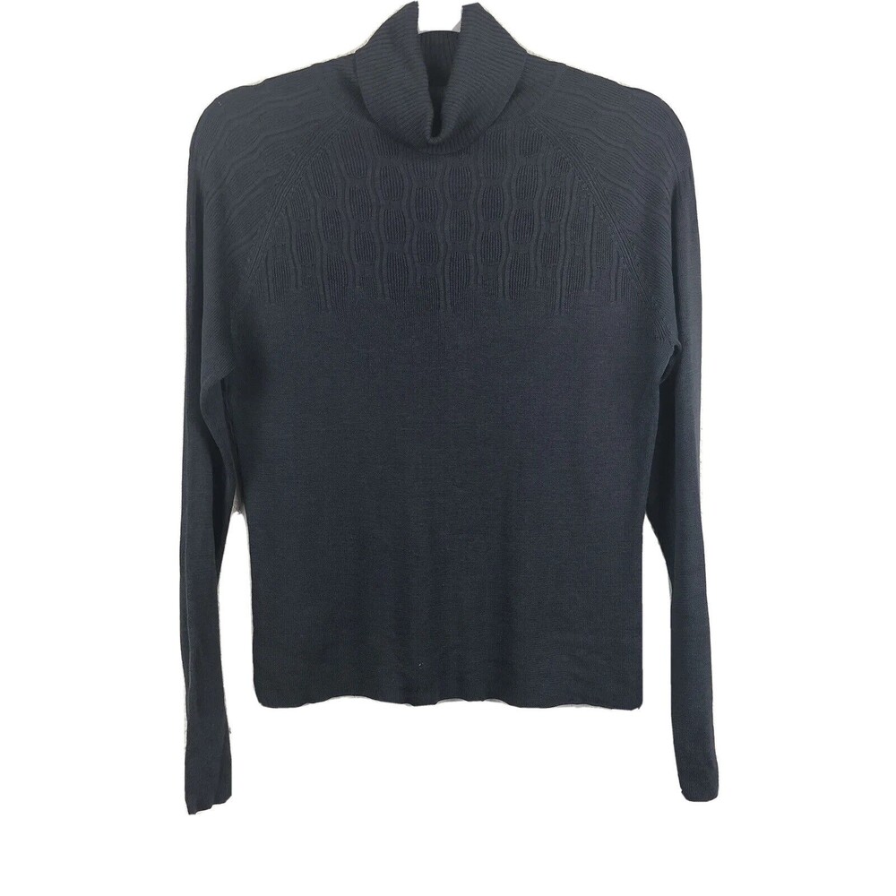 Caslon Womens 100% Silk Turtleneck Sweater TOP Charcoal Gray Knit Size L 51036